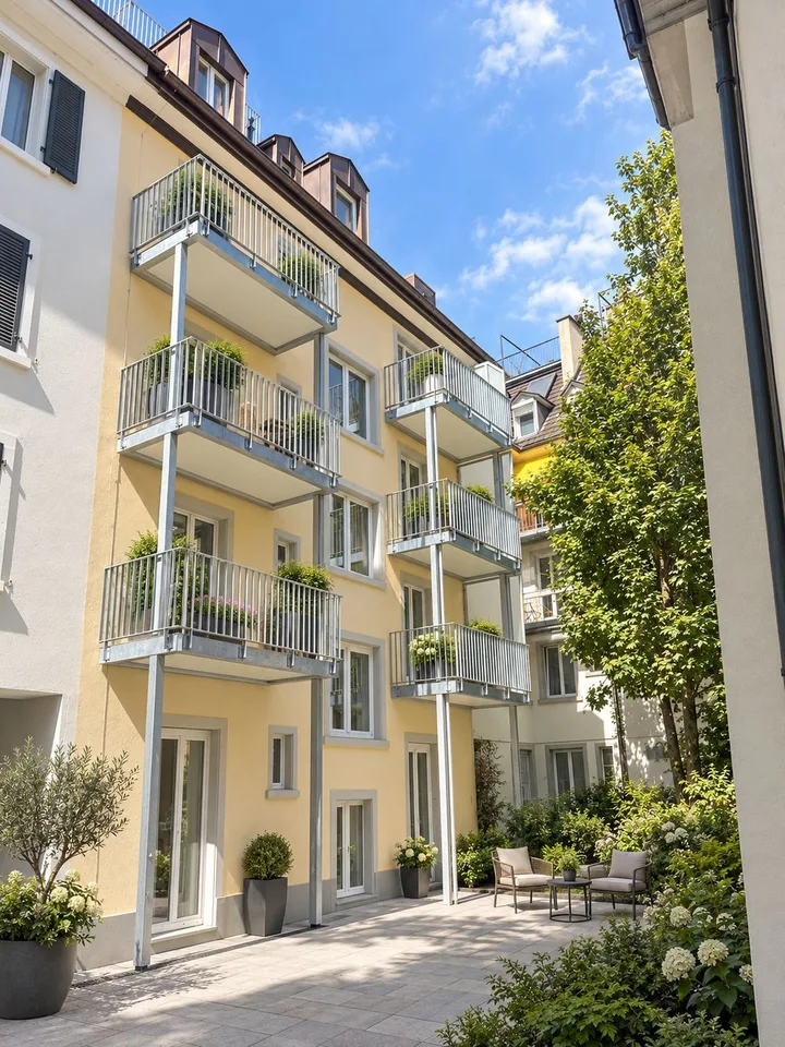 Erstvermietung nach Totalsanierung! Stilvolle 2-/2.5-Zimmer-Wohnungen im EG mit Gartensitzplatz im Kreis 4 – Foto 2 von 2