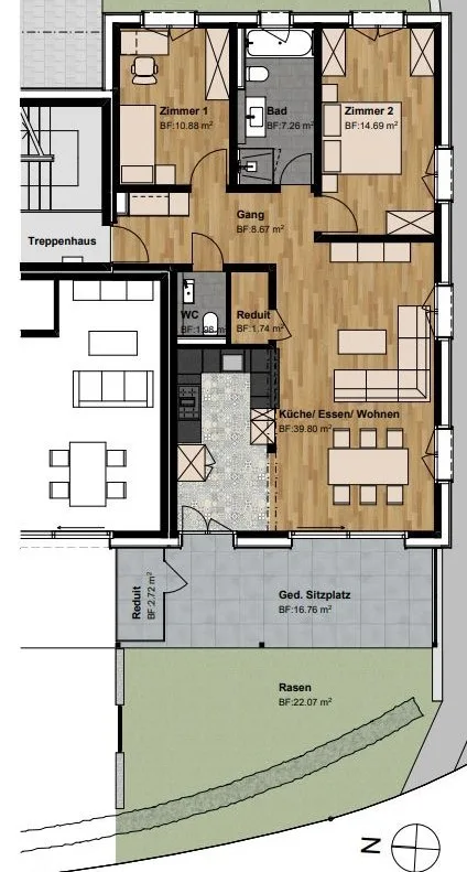 Moderne 3.5-Zimmer-Wohnung mit Terrasse und Rasensitzplatz – Foto 10 von 10