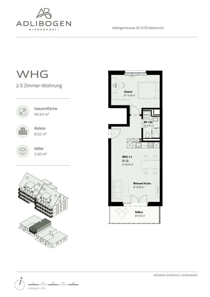 Modernes Wohnen im Neubau ADLIBOGEN - 2.5-Zimmerwohnungen – Foto 5 von 6