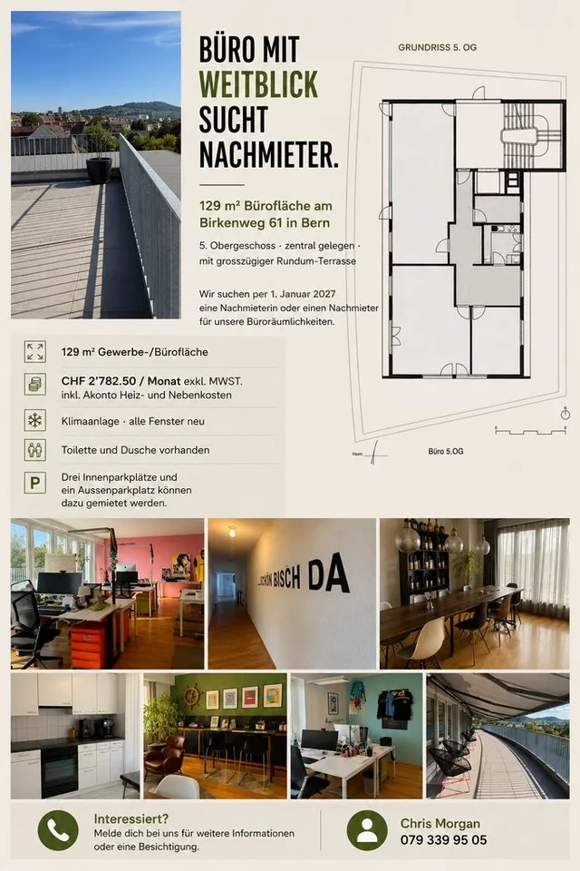 Moderne Bürofläche mit Weitblick und grosszügiger Terrasse – Foto 11 von 12