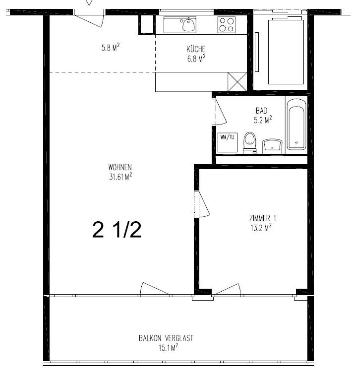 Grosszügige 2.5-Zimmer Wohnung in einem Mehrfamilienhaus – Foto 5 von 5