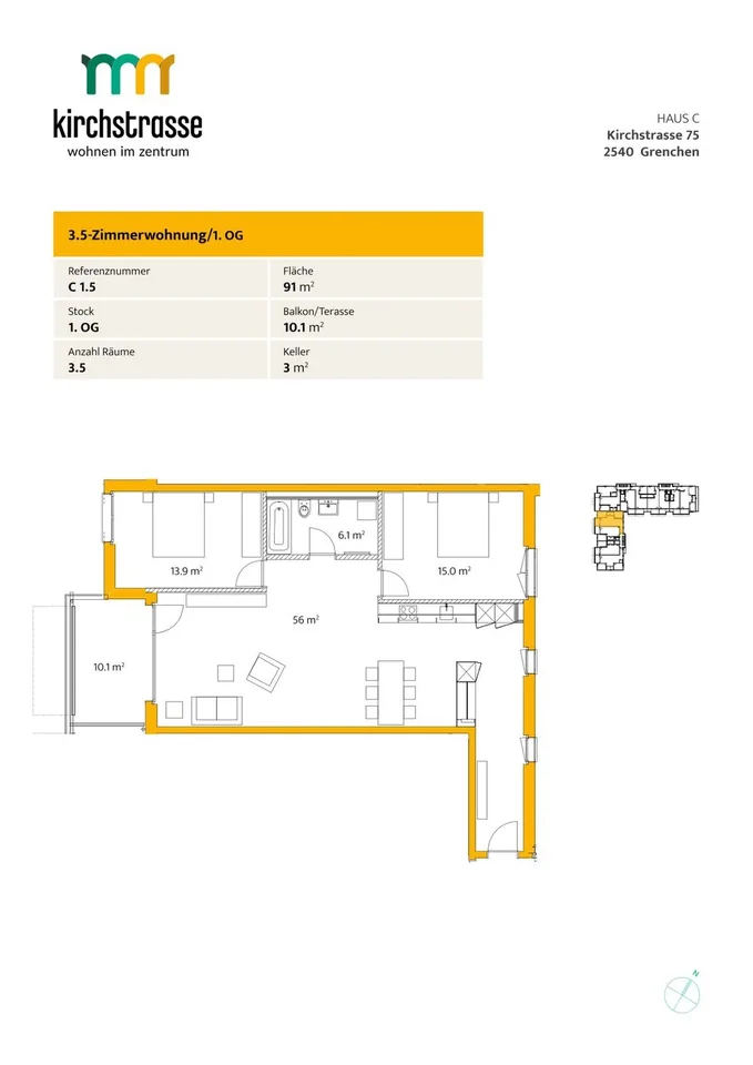 Modern wohnen in Grenchen – attraktive 3.5-Zimmerwohnung nahe dem Stadtzentrum – photo 10 sur 10