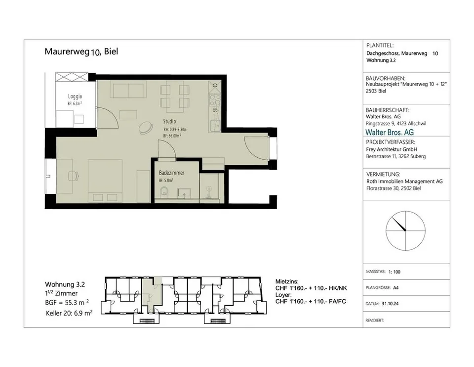 Modernes Wohnen im Neubau: 1.5-Zimmer-Wohnung mit Balkon im 3. OG – Foto 9 von 12