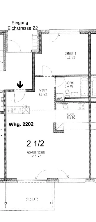 Grosszügige 2.5-Zimmer Wohnung in einem Mehrfamilienhaus – Foto 6 von 6